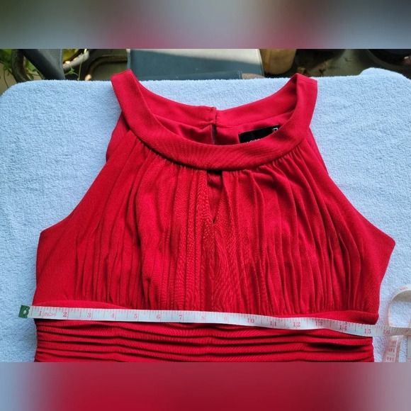 Laura Petites Red Sleeveless Midi Dress Size 14 side zipper - Picture 10 of 11